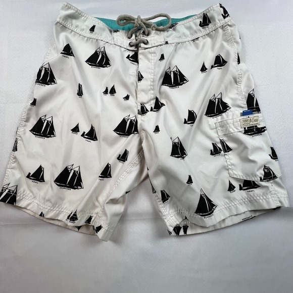 J.Crew Swim Trunks Sailboat‎ Print Drawstring Swim Shorts Size 34 - Picture 1 of 9